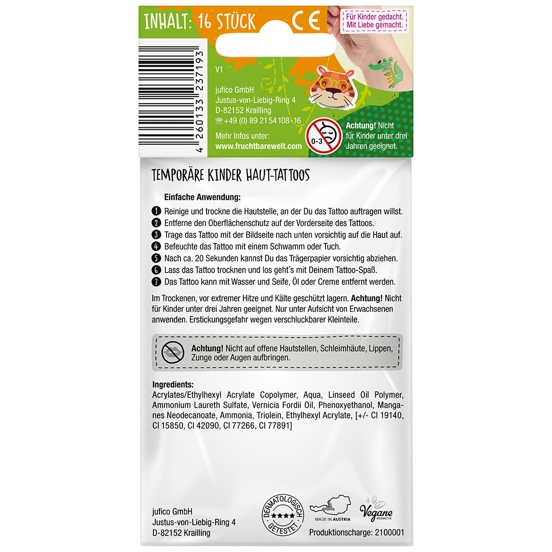 Kinder Haut-Tattoos - Fantastisches Dschungelreich