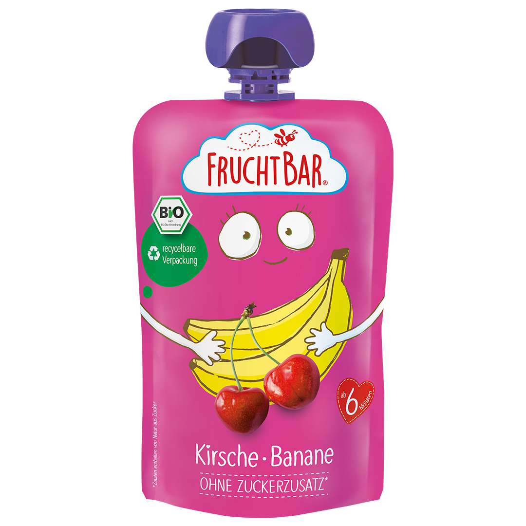 Bio Quetschie - Kirsche, Banane - Einzelstück - Vorderseite