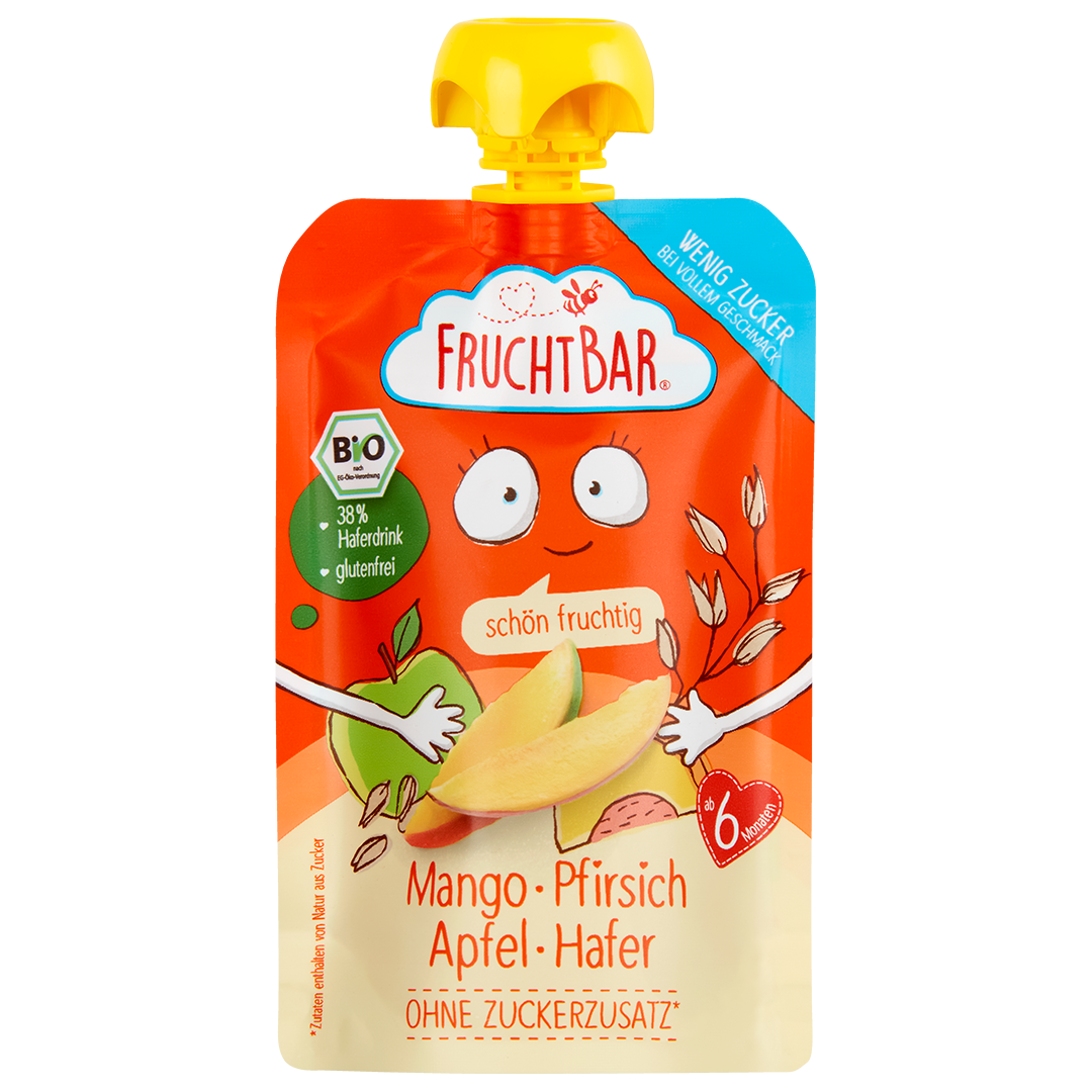 Bio Quetschie "Low Sugar" - Mango, Pfirsich, Hafer