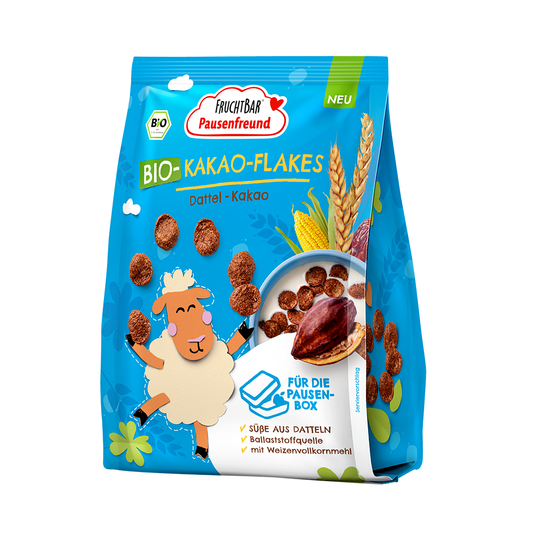 Bio-Kakao-Flakes-Fruchtbar Pausenfreund-Einzelstück-Vorderseite