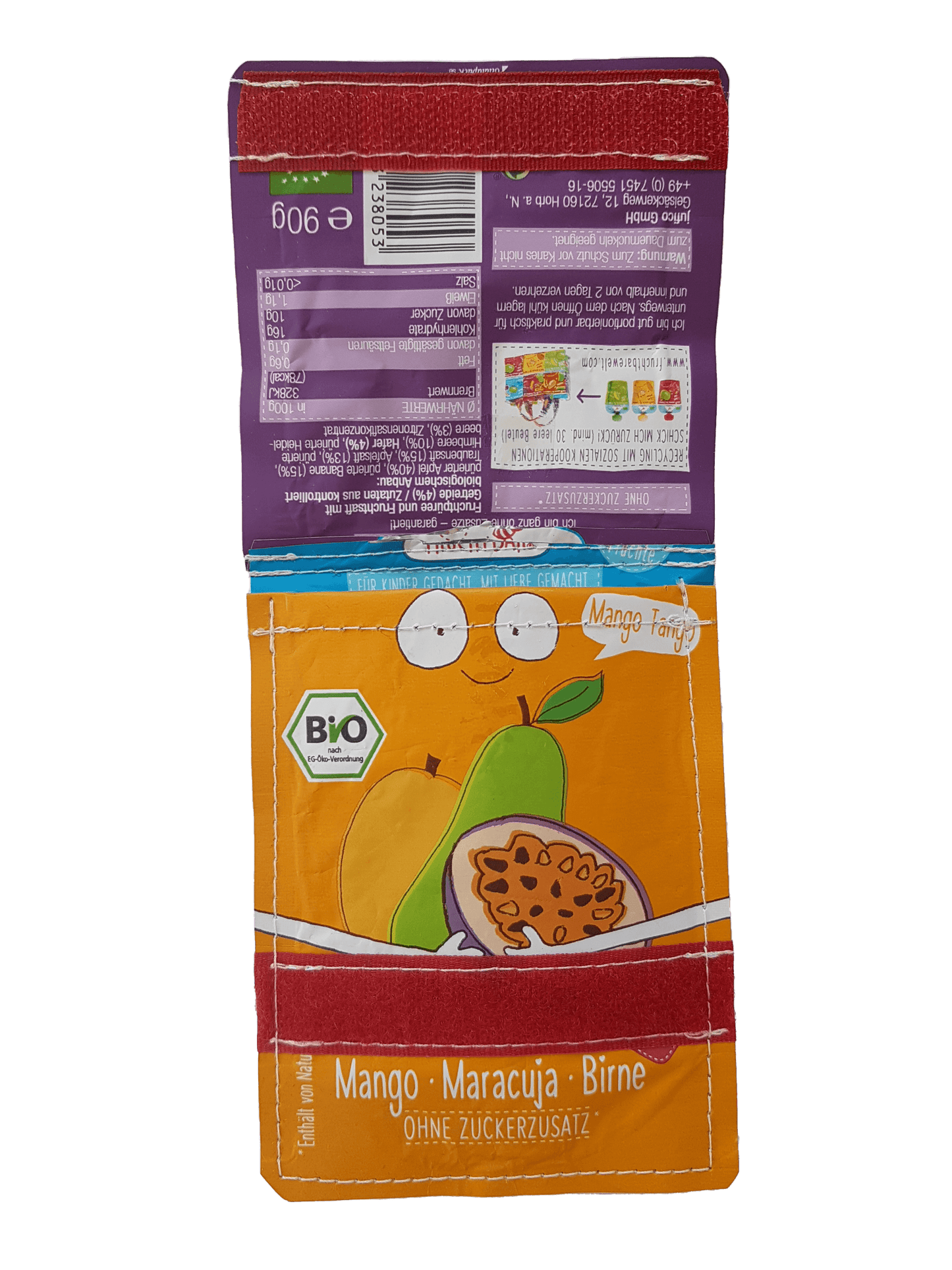 Upcycling Geldbörse - FruchtBar - Einzelstück - Rückseite