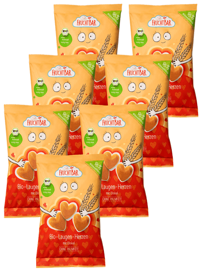  Bio Laugen Herzen mit Dinkel - FruchtBar - 7er Vorratspack - Vorderseite