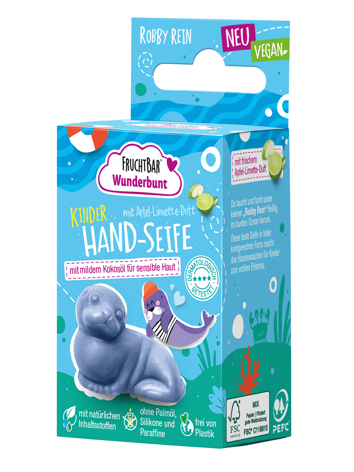 Feste Hand-Seife Robby Rein - FruchtBar Wunderbunt - Einzelstück - Vorderseite