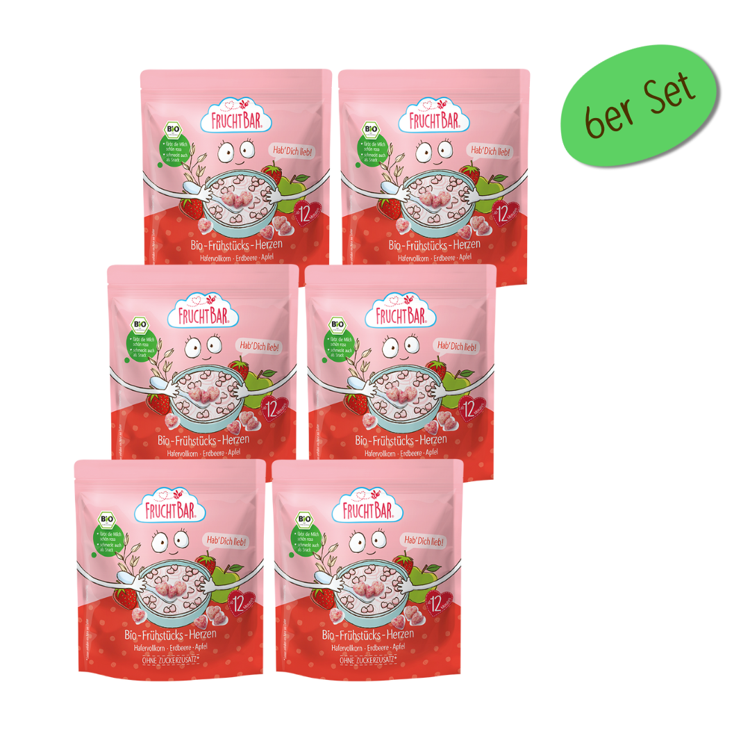Bio Frühstücks Herzen \'Hab Dich lieb\' - FruchtBar - 6er Vorratspack - Vorderseite