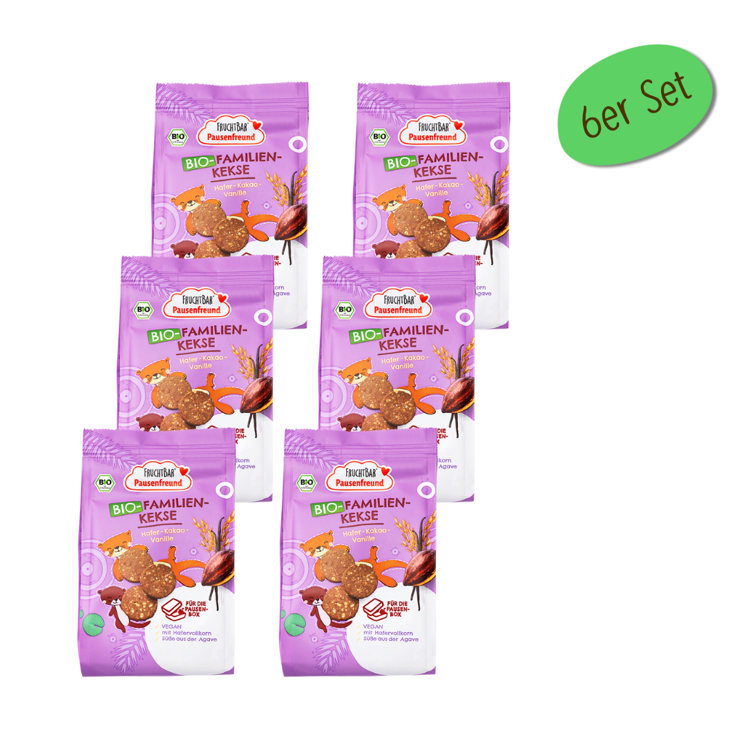 Bio Familien Kekse - FruchtBar Pausenfreund - 6er Vorratspack - Vorderseite