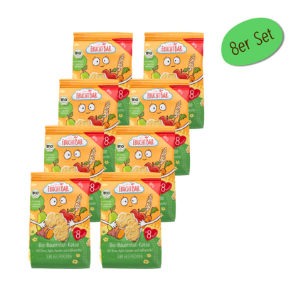 Bio Bauernhof Kekse - FruchtBar Pausenfreund - 8er Vorratspack - Vorderseite