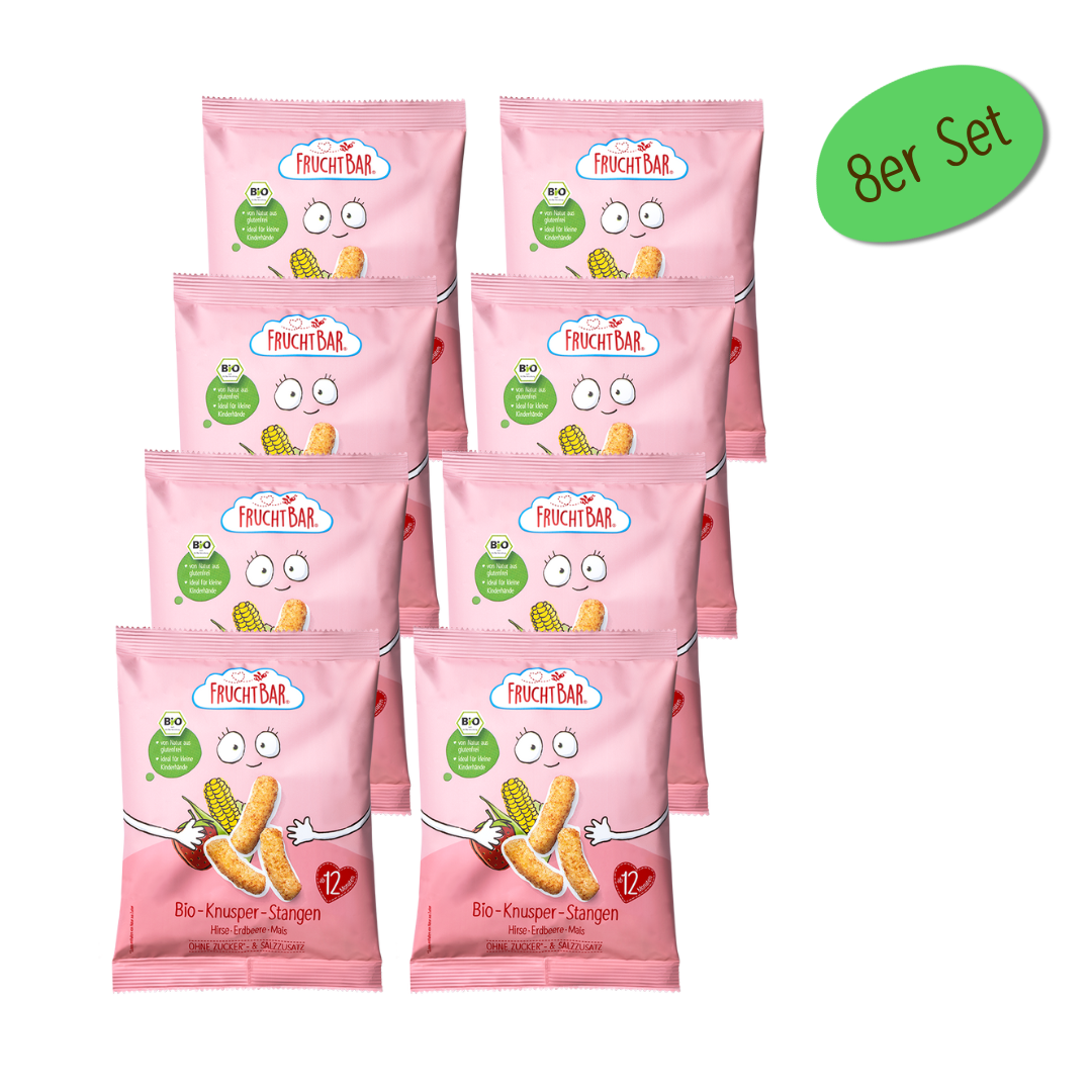 Bio Knusper Stangen - FruchtBar - 8er Vorratspack - Vorderseite