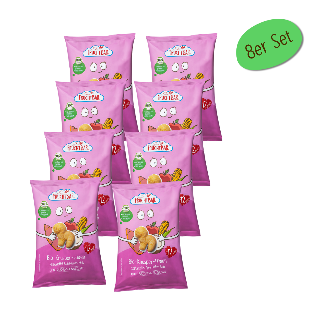 Bio Knusper Löwen - FruchtBar - 8er Vorratspack - Vorderseite