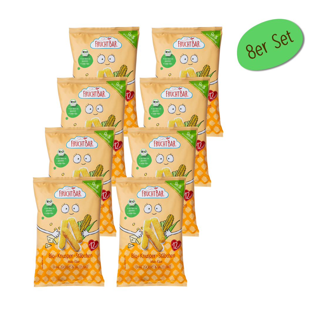 Bio Knusper Stäbchen - FruchtBar - 8er Vorratspack - Vorderseite
