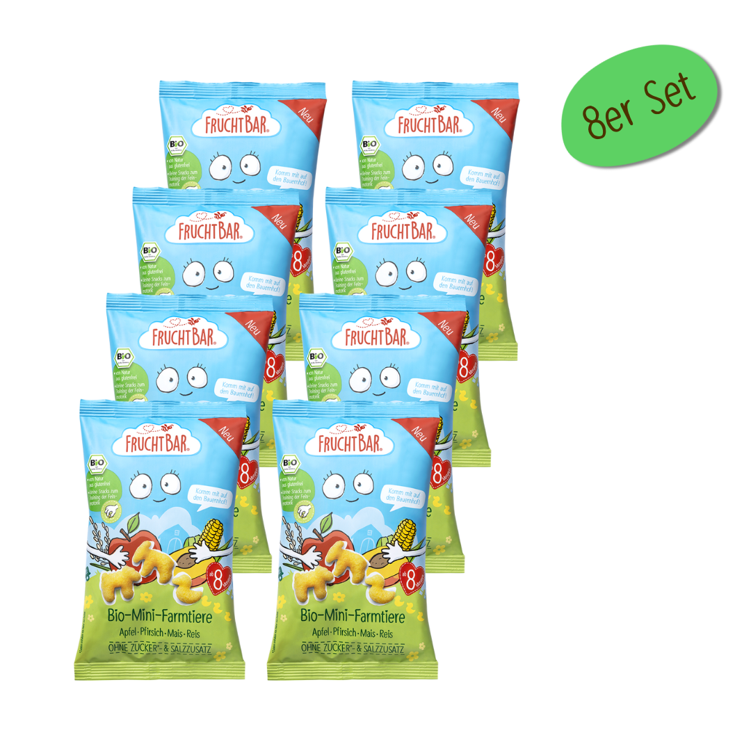 Bio Mini Farmtiere - FruchtBar - 8er Vorratspack - Vorderseite