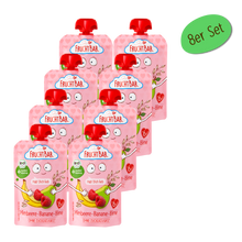 Bio Quetschie Hab Dich lieb - Himbeere, Banane, Birne - FruchtBar - 8er Vorratspack - Vorderseite