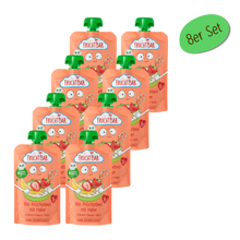 Bio Quetschie Früchtebrei mit Hafer, 120g - FruchtBar - 8er Vorratspack - Vorderseite