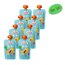 Bio Quetschie Guave, Papaya, Mango, Banane - FruchtBar - 8er Vorratspack - Vorderseite