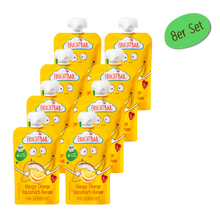Bio Quetschie Mango, Orange, Kokosmilch, Banane - FruchtBar - 8er Vorratspack - Vorderseite