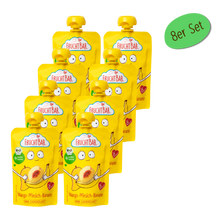 Bio Quetschie Mango, Pfirsich, Banane - FruchtBar - 8er Vorratspack - Vorderseite