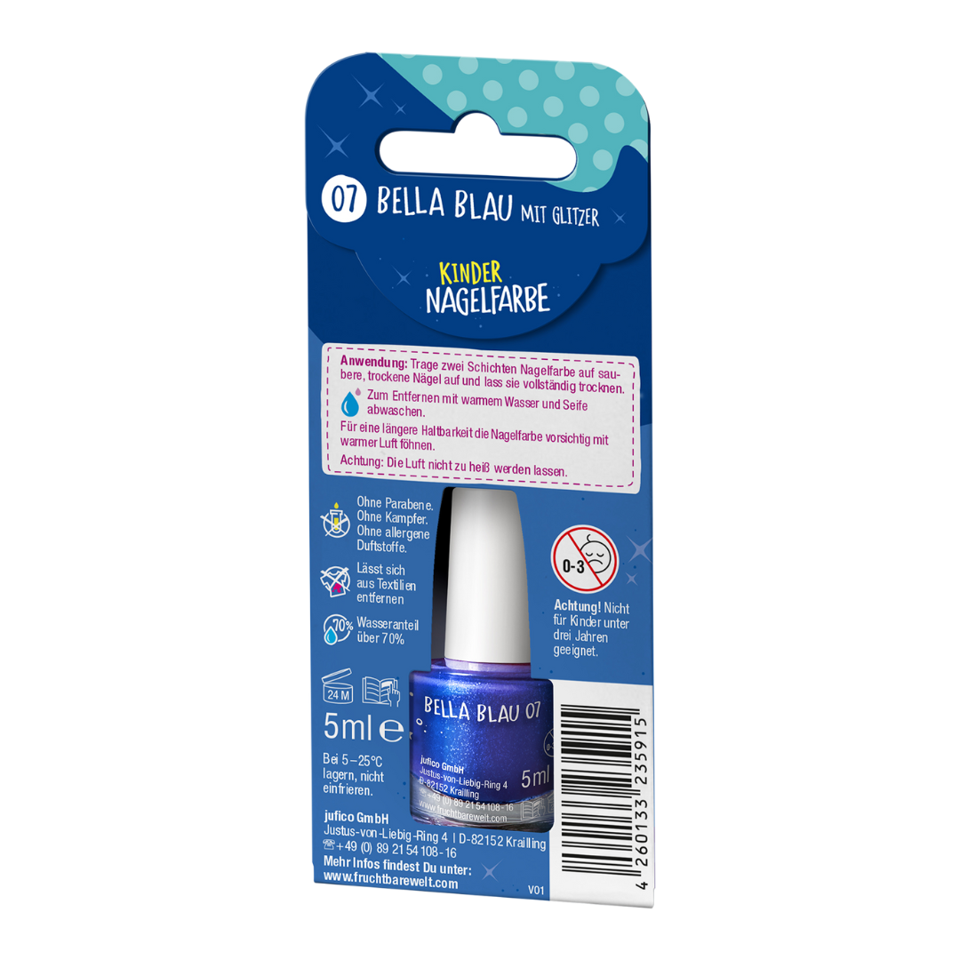 Kinder Nagelfarbe 'Bella Blau mit Glitzer'