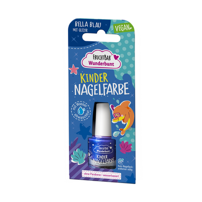 Kinder Nagelfarbe Bella Blau mit Glitzer - FruchtBar Pausenfreund - Einzelstück - Vorderseite