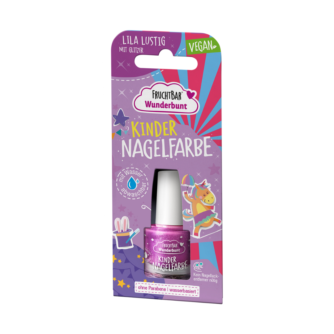 Kinder Nagelfarbe 'Lila Lustig mit Glitzer'