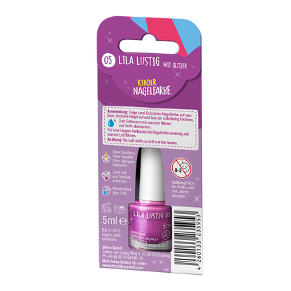 Kinder Nagelfarbe 'Lila Lustig mit Glitzer'
