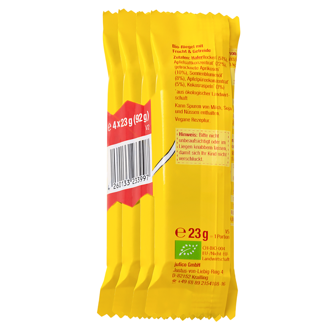 Bio Riegel Aprikose, Apfel, Hafer 4er Pack