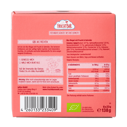 Bio Riegel Erdbeere, Apfel, Hafer