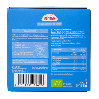 Bio Riegel Heidelbeere, Banane, Hafer