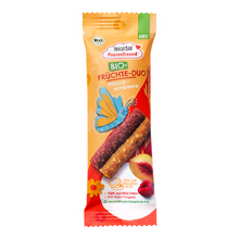 Bio Früchte Duo Pfirsich Himbeere  - FruchtBar Pausenfreund - Einzelstück - Vorderseite