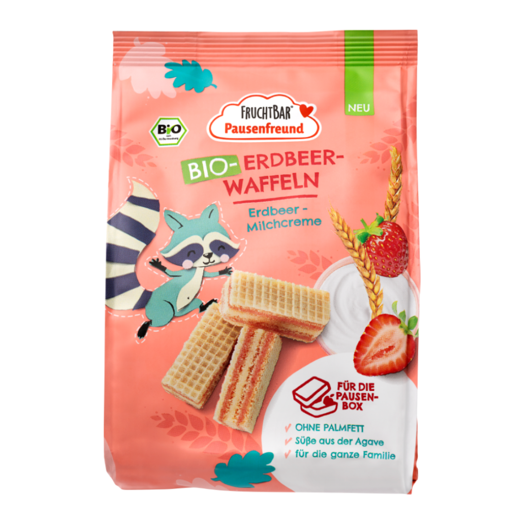 Bio Erdbeer-Waffeln  - FruchtBar - Einzelstück - Vorderseite