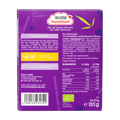 Bio Frucht Tasche Dinkel, Blaubeere, Apfel, Banane