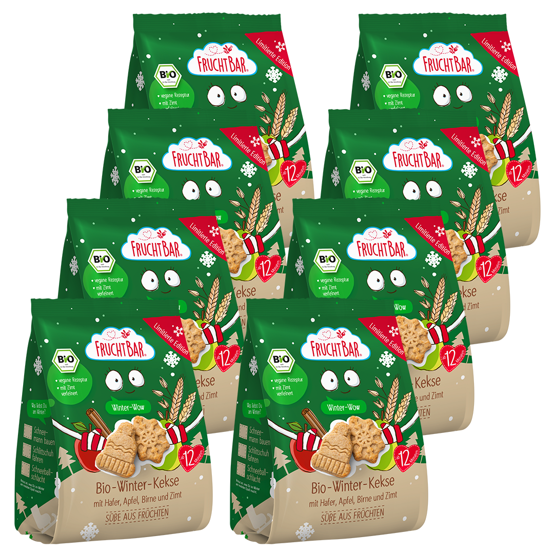 Bio Winter Kekse - FruchtBar - 8er Vorratspack - Vorderseite