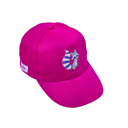 Kinder Cap mit Motiv Waschbär Fuchsia - FruchtBar - Einzelstück - Vorderseite
