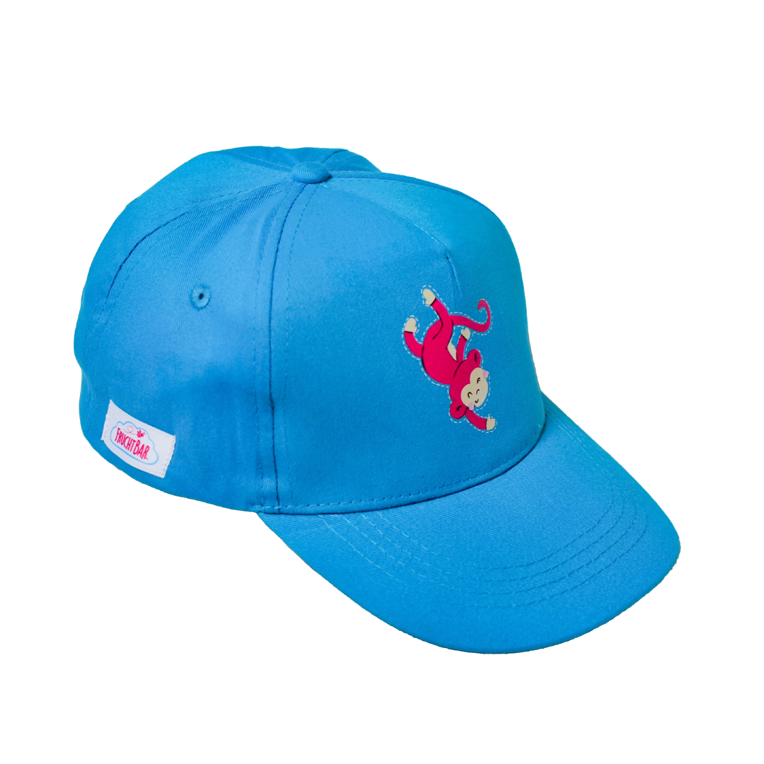 Blaue Kinder Cap mit Affe Aqua - FruchtBar - Einzelstück - Vorderseite