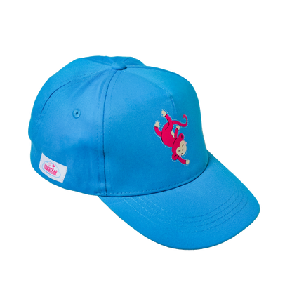 Blaue Kinder Cap mit Affe Aqua - FruchtBar - Einzelstück - Vorderseite