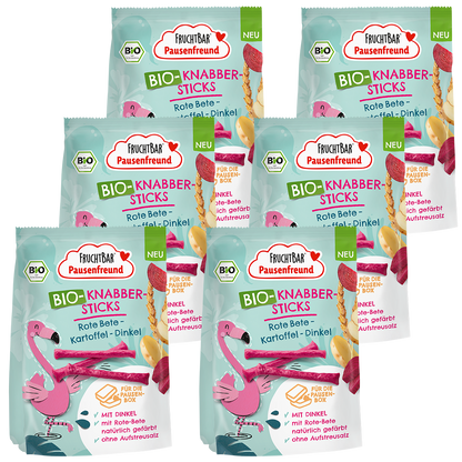 Bio Knabber Sticks - FruchtBar Pausenfreund - 6er Vorratspack - Vorderseite