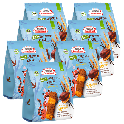 Bio Streifen Kekse - FruchtBar Pausenfreund - Vorteilspack - Vorderseite