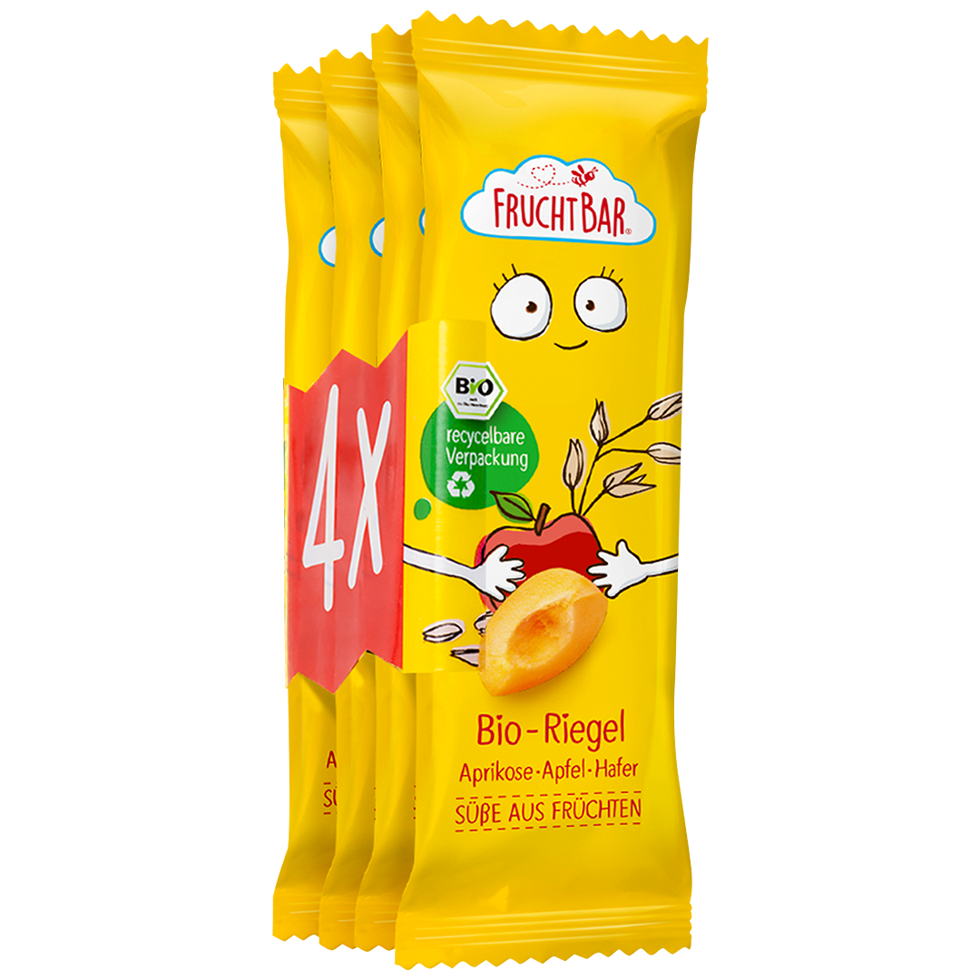 Bio Riegel Aprikose, Apfel, Hafer 4er Pack