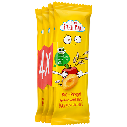 Bio Riegel Aprikose, Apfel, Hafer 4er Pack
