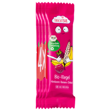 Bio Riegel Himbeere, Banane, Dinkel - FruchtBar - 4er Bundle - Vorderseite