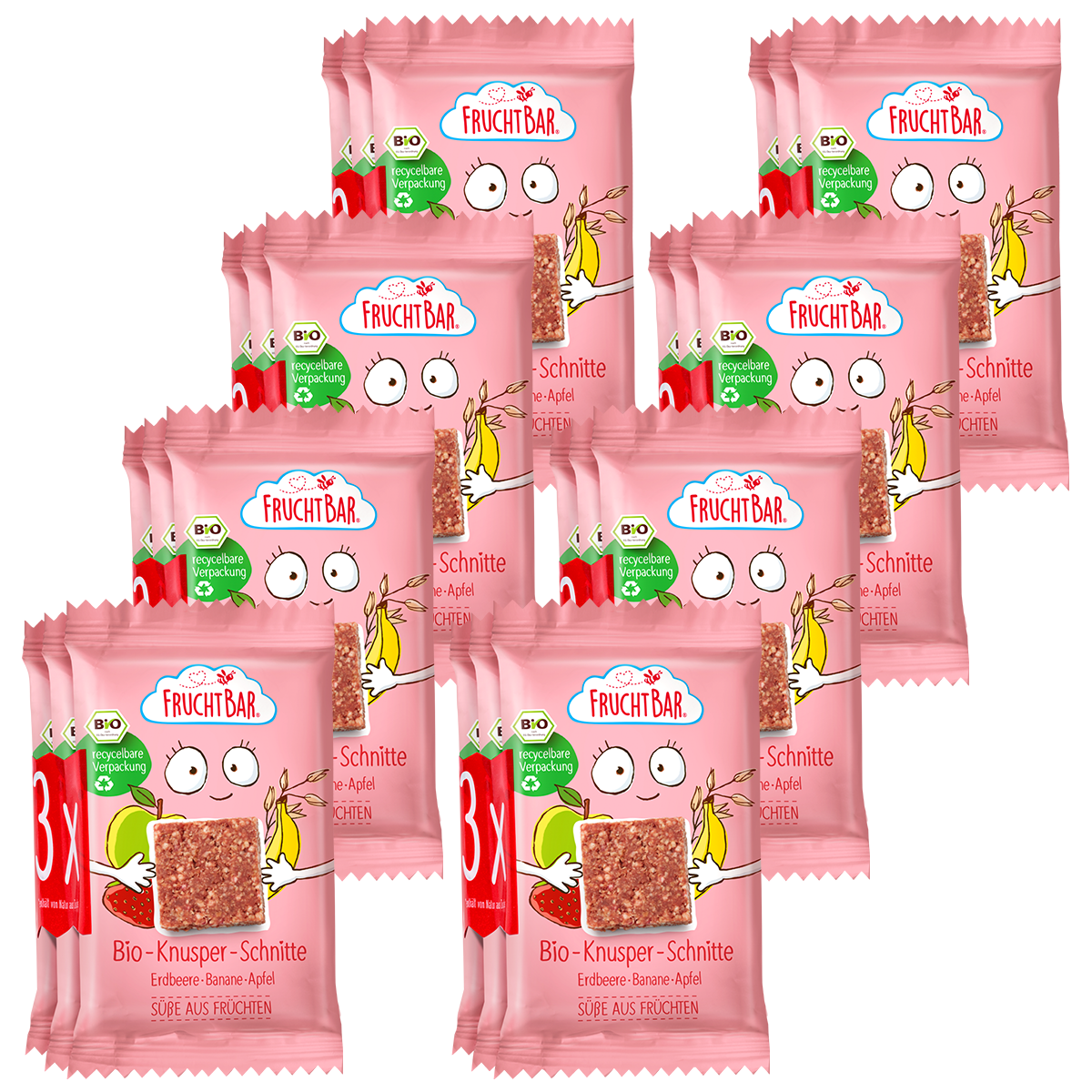 Bio Knusper Schnitte - FruchtBar - 8er Vorratspack - Vorderseite