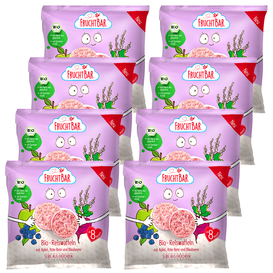Bio Reiswaffeln - FruchtBar - 8er Vorratspack - Vorderseite