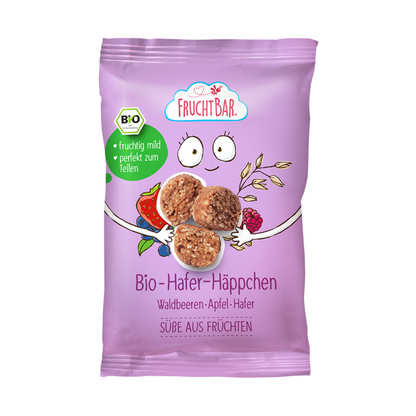 Bio Hafer Häppchen Waldbeeren, Apfel, Hafer Vorderseite