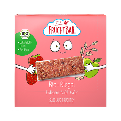 Bio Riegel Erdbeer, Apfel, Hafer Vorderseite