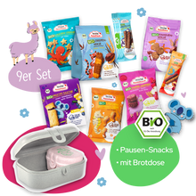 Pausenfreund Paket mit Snack Box Set - FruchtBar Pausenfreund - Vorteilspack - Vorderseite