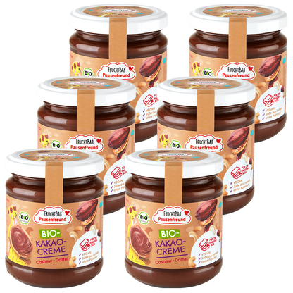Sechs Gläser FruchtBar Bio Kakao Creme