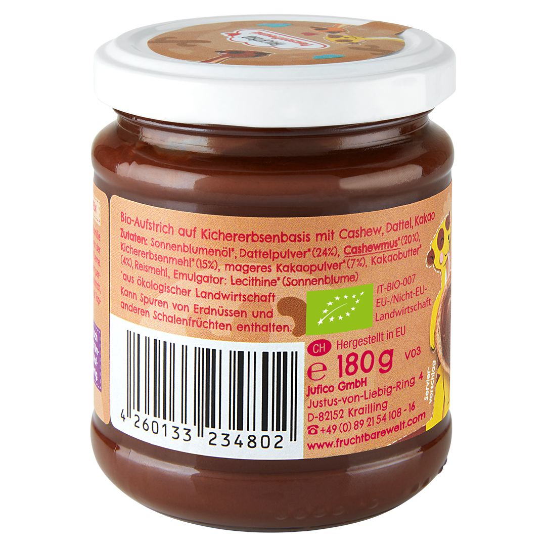 Rückseite der FruchtBar Bio Kakao Creme
