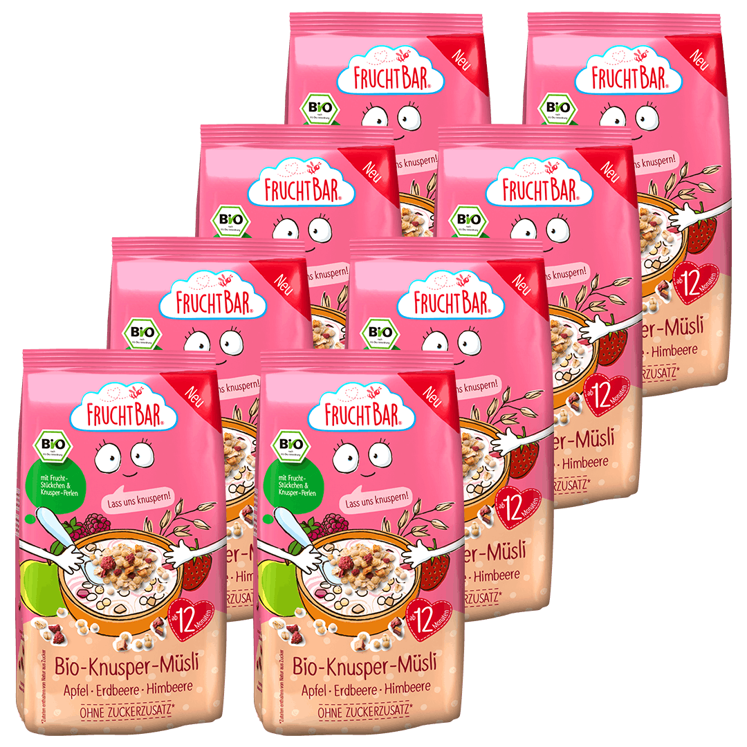 Bio Knusper Müsli - Vorteilspack (8 Stück) - Vorderseite