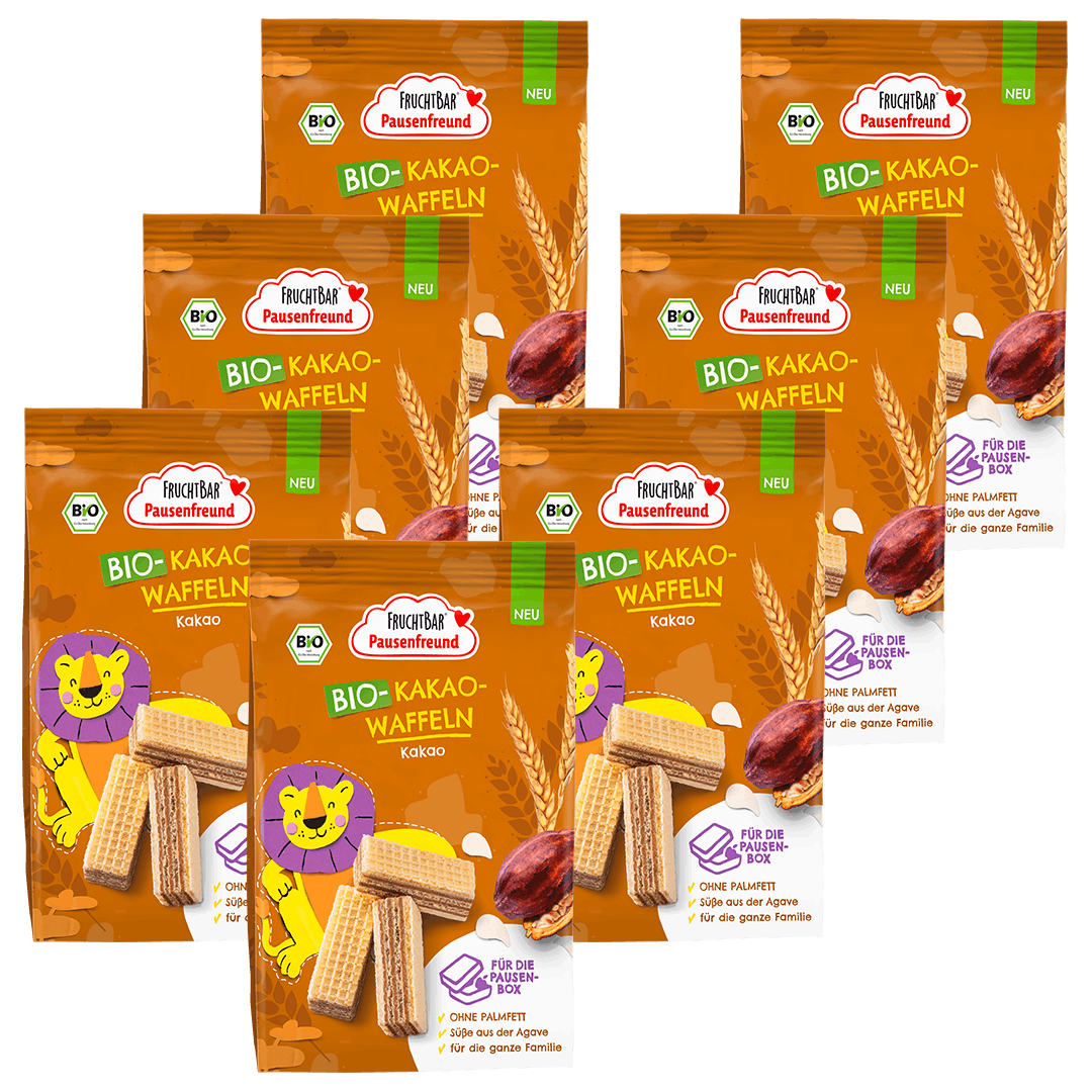 Bio Kakao Waffeln-Fruchtbar Pausenfreund-Vorratspack-Vorderseite
