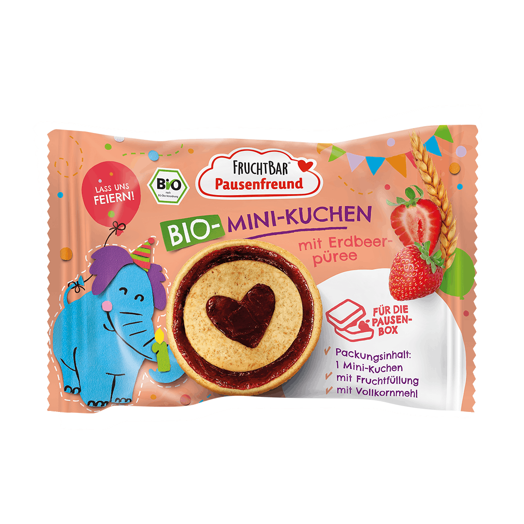 Bio Mini Kuchen-Fruchtbar Pausenfreund-Einzelstück-Vorderseite