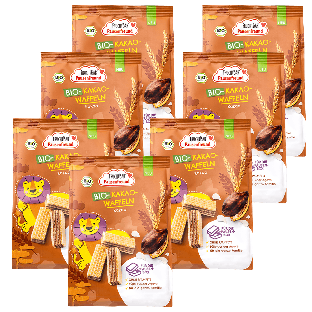 Bio Kakao Waffeln-Fruchtbar Pausenfreund-Vorratspack-Vorderseite