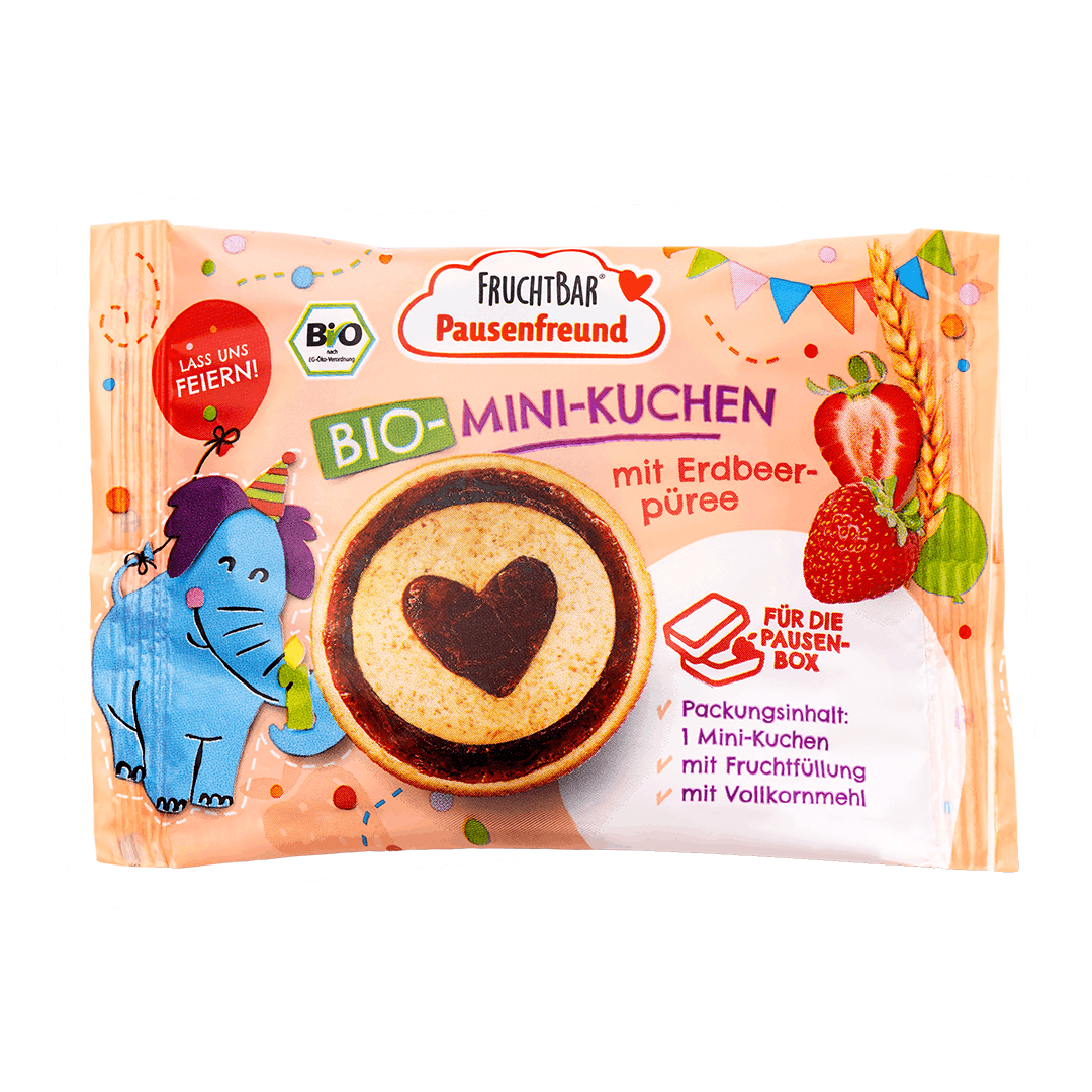 Bio Mini Kuchen-Fruchtbar Pausenfreund-Einzelstück-Vorderseite